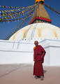 An elder Monk at Bodhnath Stupa print