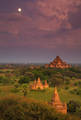 Moonrise over Bagan, Burma. print