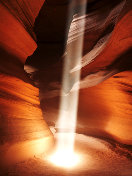The famous beams of Antelope Canyon can only be seen during the brief few weeks around the summer solstice when the sun gets...