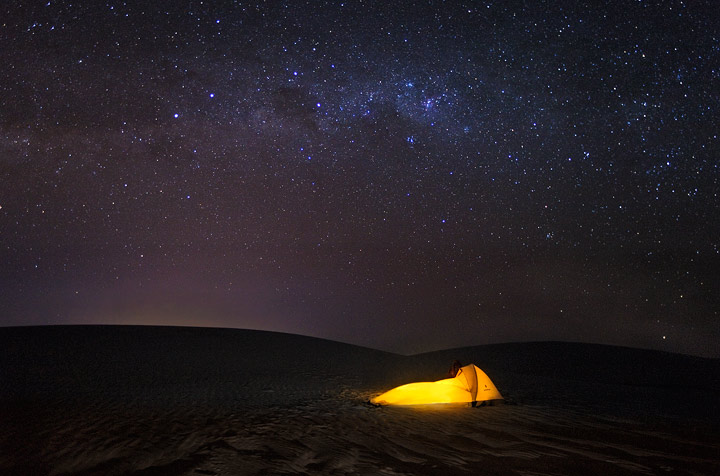 My lonely little campsite in the middle of the dunes.&nbsp; I had unusually clear weather on this last trip which allowed me...