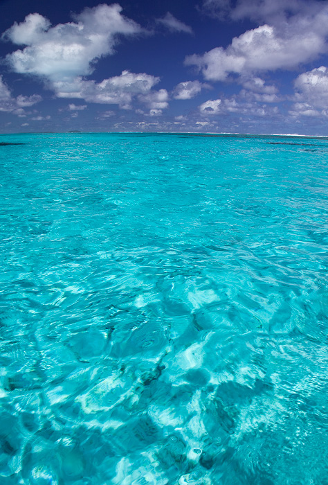 Liquid Landscape View from the kayak on Aitutaki lagoon.