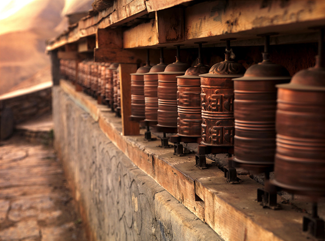 Prayer Wheels at Dusk | Mustang region, Annapurna Range, Nepal ...