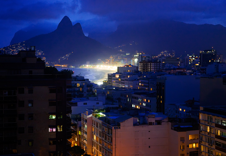 rio de janeiro, brazil, twilight, ipanema, beach, lights, brasil, city