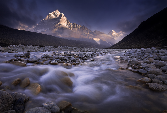 The Gift The spectacular sunset on my Birthday at 15,000 feet in the Everest region of Nepal. The mountain in the background is Ama Dablam...